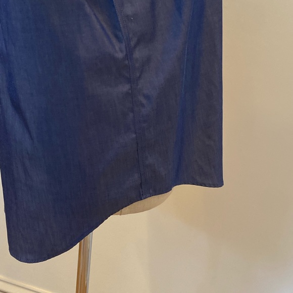 Lorenzo Uomo Mens Blue Dress Shirt w Contrasting Plaid Cuff Collar /16 32-33 - Picture 9 of 13